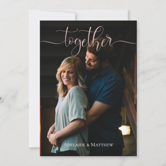 エレガントウエディングフォトカリグラフィ引用文シンプル 招待状 (裏面)