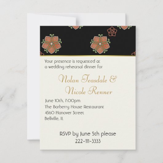 エレガントウエディングリハーサルディナー招待状 招待状 (正面)