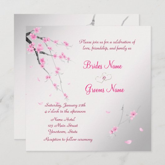 エレガントウエディング招待状と桜 招待状 (正面/裏面)