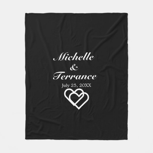 エレガントウエディング花嫁グルーム白黒ニューリュウェズ フリースブランケット (正面)