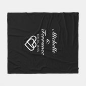 エレガントウエディング花嫁グルーム白黒ニューリュウェズ フリースブランケット (正面(横))