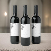 エレガントウォーターカラーオリーブブ結婚ランチ ワインラベル