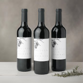 エレガントウォーターカラーオリーブブ結婚ランチ ワインラベル