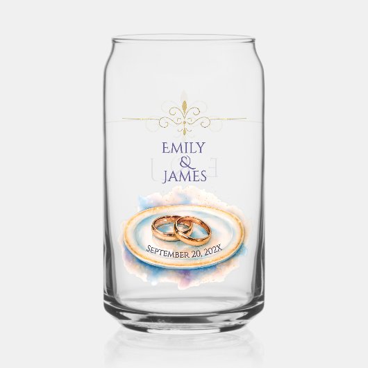 エレガントウォーターカラーゴールデンバラ結婚ズリングや輪 ガラス缶 (裏面)