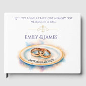 エレガントウォーターカラーゴールデンバラ結婚ズリングや輪 ゲストブック (正面)