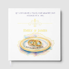 エレガントウォーターカラーゴールデンバラ結婚ズリングや輪 ゲストブック