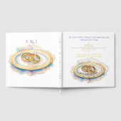 エレガントウォーターカラーゴールデンバラ結婚ズリングや輪 ゲストブック (全面)