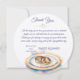 エレガントウォーターカラーゴールデンバラ結婚ズリングや輪 サンキューカード