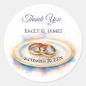エレガントウォーターカラーゴールデンバラ結婚ズリングや輪 ラウンドシール (正面)