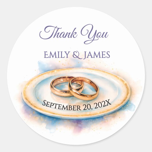 エレガントウォーターカラーゴールデンバラ結婚ズリングや輪 ラウンドシール (正面)