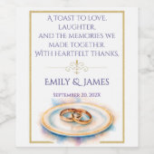 エレガントウォーターカラーゴールデンバラ結婚ズリングや輪 ワインラベル (シングルラベル)