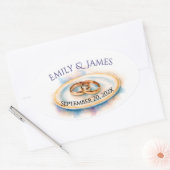 エレガントウォーターカラーゴールデンバラ結婚ズリングや輪 楕円形シール (封筒)