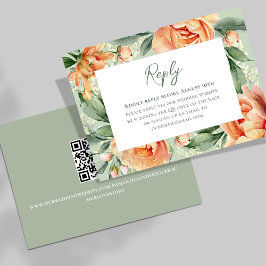 エレガントウォーターカラーピーチフローラ結婚ーズ 出欠カード