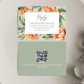 エレガントウォーターカラーピーチフローラ結婚ーズ 出欠カード