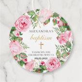 エレガントウォーターカラーフローラルガールバプテスマありがとう フェイバータグ (裏面)