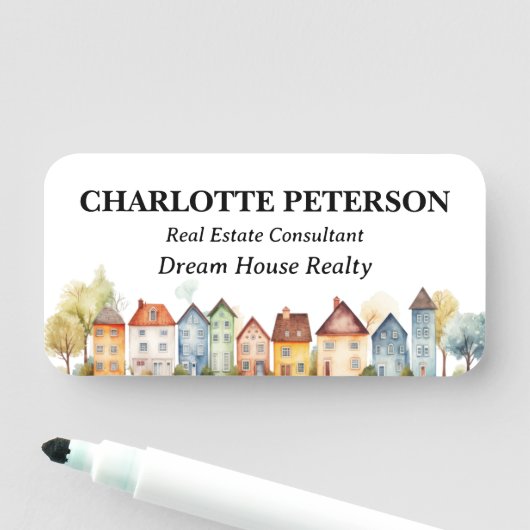 エレガントウォーターカラーホームカスタム不動産仲介業者 名札 (インサイチュ)