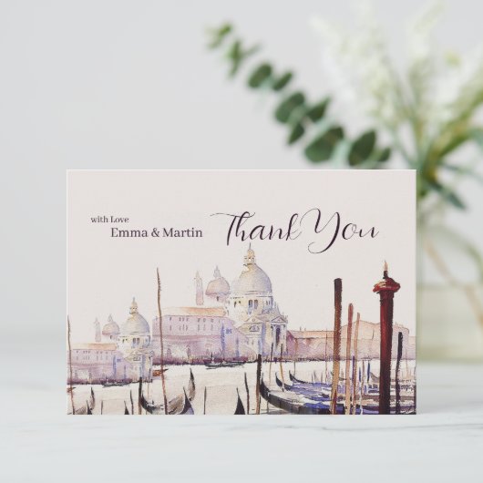 エレガントウォーターカラーヴェネツィアイラストレーションイタリア サンキューカード (スタンド正面)