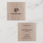 エレガントウッドルック動揺してモノグラムテンプレート スクエア名刺 (正面/裏面)