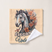 エレガントウマ科の美しい：オレンジ色の花のネックレスデシ バスタオルセット (ウォッシュタオル)