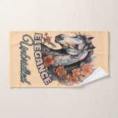 エレガントウマ科の美しい：オレンジ色の花のネックレスデシ バスタオルセット (ハンドタオル)