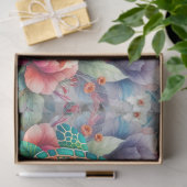 エレガントウミガメと水彩花模様デコページ 薄葉紙 (ギフト)