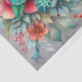 エレガントウミガメと水彩花模様デコページ 薄葉紙 (詳細)