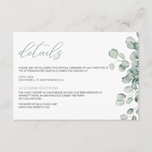 エレガントエリ葉ー結婚ユ エンクロージャーカード (正面)