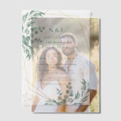 エレガントエリ葉ー結婚ユ ベラム紙招待状 (オフセット (カップル))