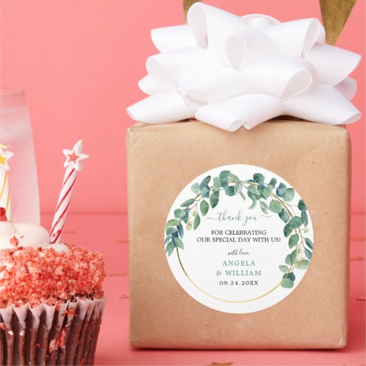 エレガントエリ葉ー結婚ユ ラウンドシール (パーティー)