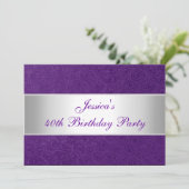 エレガントエンボスパープルペイズリーホワイトパーティー2 招待状 (スタンド正面)