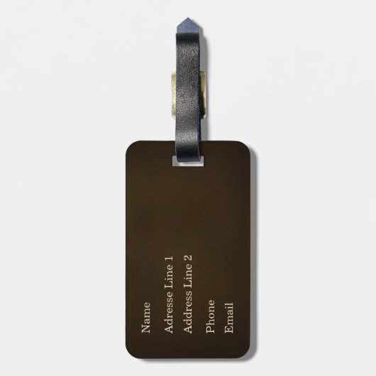 エレガントエンボスフェイクモノグラム焦げ茶色 ラゲッジタグ (裏面縦)