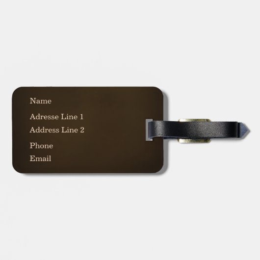 エレガントエンボスフェイクモノグラム焦げ茶色 ラゲッジタグ (裏面横)