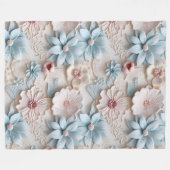 エレガントエンボス3Dスタイルフローラレリーフ、 浮き彫りパステル フリースブランケット (正面(横))