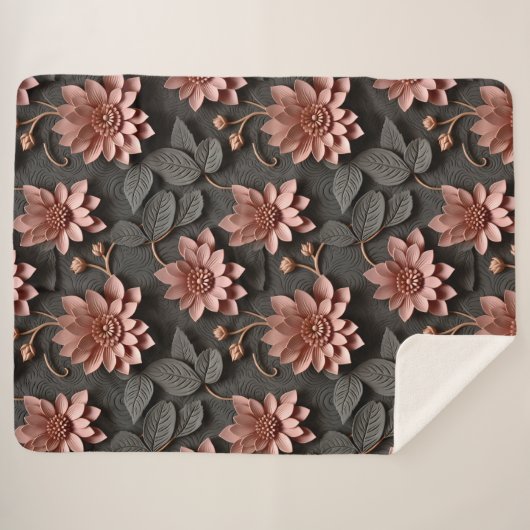 エレガントエンボス3Dスタイルフローラレリーフ、 浮き彫り シェルパブランケット (正面(横))