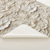 エレガントエンボス3Dスタイルホワイトフローラレリーフ、 浮き彫り シェルパブランケット (3/4)