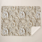 エレガントエンボス3Dスタイルホワイトフローラレリーフ、 浮き彫り シェルパブランケット (正面(横))