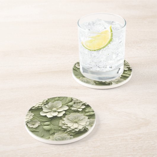 エレガントエンボス3Dフローラレリーフ、 浮き彫り コースター (側面)