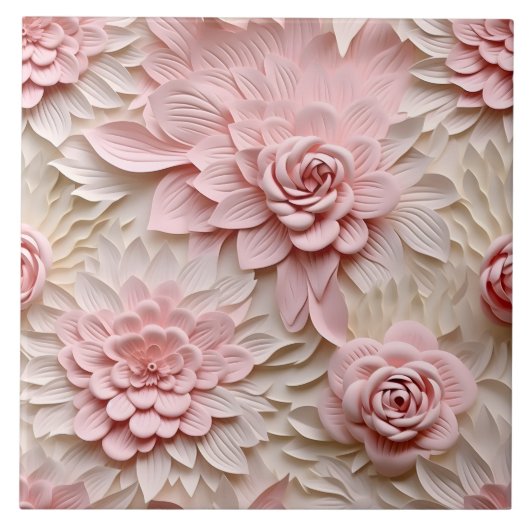 エレガントエンボス3Dフローラレリーフ、 浮き彫り タイル (正面)