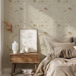 エレガントオフホワイトおよび金ゴールドアールデコ海 壁紙