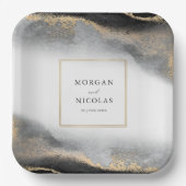 エレガントオプレンスブラックと金ゴールドモダン ペーパープレート (正面)