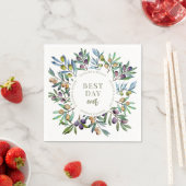 エレガントオリーブイタリアンの木の結婚枝 スタンダードカクテルナプキン (インサイチュ)