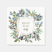 エレガントオリーブイタリアンの木の結婚枝 スタンダードカクテルナプキン (正面)