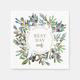 エレガントオリーブイタリアンの木の結婚枝 スタンダードカクテルナプキン