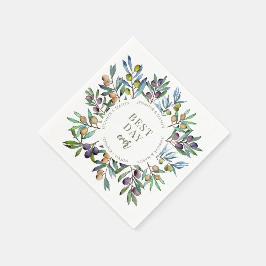 エレガントオリーブイタリアンの木の結婚枝 スタンダードカクテルナプキン (角)