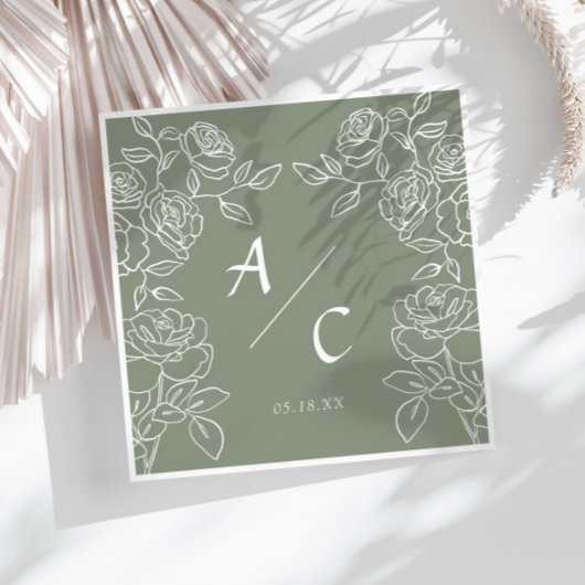 エレガントオリーブグフランスのリーバラ結婚ズ スタンダードカクテルナプキン