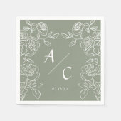 エレガントオリーブグフランスのリーバラ結婚ズ スタンダードカクテルナプキン (正面)