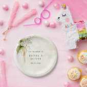 エレガントオリーブグリーンと金ゴールド結婚ズ ペーパープレート (パーティー)