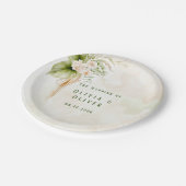 エレガントオリーブグリーンと金ゴールド結婚ズ ペーパープレート (アングル)