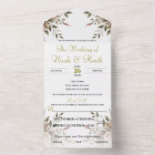 エレガントオリーブグリーン&ホワイトフローラコーナ結婚ーズ オールインワン招待状 (内側)