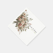 エレガントオリーブグリーン&ホワイトフローラコーナ結婚ーズ スタンダードカクテルナプキン (角)